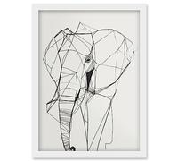 Artery8 Elephant Simple Polygon Line Drawing Illustration Artwork Framed Wall Art Print A4