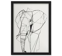 Artery8 Elephant Simple Polygon Line Drawing Illustration Artwork Framed Wall Art Print A4
