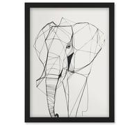 Artery8 Elephant Simple Polygon Line Drawing Illustration Artwork Framed Wall Art Print A4