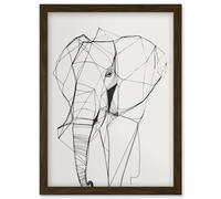 Artery8 Elephant Simple Polygon Line Drawing Illustration Artwork Framed Wall Art Print A4