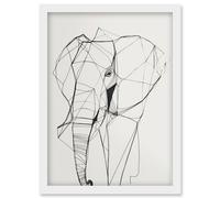 Artery8 Elephant Simple Polygon Line Drawing Illustration Artwork Framed Wall Art Print A4