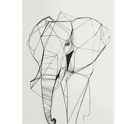 Artery8 Elephant Simple Polygon Line Drawing Illustration Large Wall Art Poster Print Thick Paper 18X24 Inch