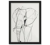 Artery8 Elephant Simple Polygon Line Drawing Illustration Wall Art Print - A4 Size
