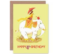 Artery8 Elephant Skates 4th Birthday Greetings Card in Yellow Artery8 Yellow