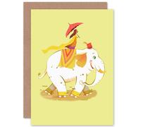 Artery8 Elephant Skates Greetings Card in Yellow Artery8 Yellow