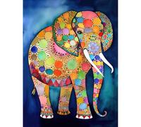 Artery8 Elephant With Patterns Folk Art Watercolour Painting Extra Large XL Wall Art Poster Print