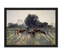 Artery8 Elioth Gruner Spring Frost Livestock Cows Australia Painting Artwork Framed Wall Art Print A4