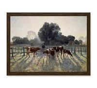 Artery8 Elioth Gruner Spring Frost Livestock Cows Australia Painting Artwork Framed Wall Art Print A4