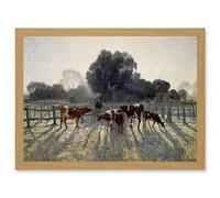 Artery8 Elioth Gruner Spring Frost Livestock Cows Australia Painting Artwork Framed Wall Art Print A4