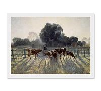 Artery8 Elioth Gruner Spring Frost Livestock Cows Australia Painting Artwork Framed Wall Art Print A4
