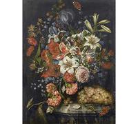 Artery8 Elliger Still Life Flowers Fruit Bouquet Grapes Large Wall Art Poster Print Thick Paper 18X24 Inch