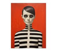 Artery8 Emo Phase By Ryan Ramirez Black On Orange Coral Skeleton Bold Vibrant Halloween Artwork Painting Large Wall Art Poster Print Thick Paper 18X24 Inch