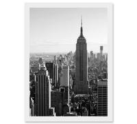 Artery8 Empire State Building New York City USA Black White Photo Artwork Framed Wall Art Print A4 Artery8 White