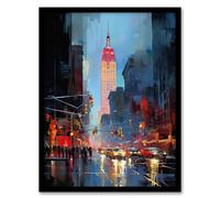 Artery8 Empire State Nyc New York Cityscape At Sunset Wall Art Print - A4 Size