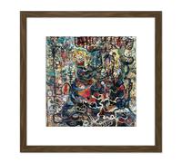 Artery8 Endre Rozsda Danse Macabre 1946-47 8X8 Inch Square Wooden Framed Wall Art Print Picture with Mount in Brown Artery8 Brown