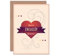 Artery8 Engagement Engaged Congratulations Happy Wedding Greetings Card in Beige Artery8 Beige