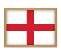 England National Flag Vexillology World Flags Country Region Poster Artwork Framed Wall Art Print A4 Artery8 Light Oak One Size