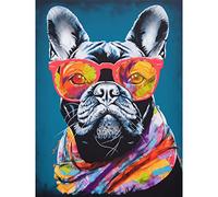 Artery8 English Bulldog with Neon Bandana and Sunglasses Extra Large XL Wall Art Poster Print