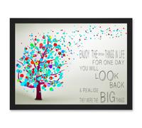 Artery8 Enjoy Little Things Life Bubble Tree Quote Typography A4 Artwork Framed Wall Art Print in Black Artery8 Black