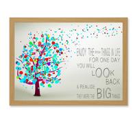 Artery8 Enjoy Little Things Life Bubble Tree Quote Typography A4 Artwork Framed Wall Art Print