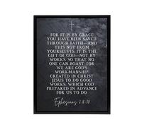 Artery8 Ephesians 2 8 10 Saved by Faith Bible Quote Framed Canvas Wall Art Print in Grey | Size: W24" x H32" Artery8 Grey W24" x H32"