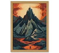 Artery8 Erebor The Lonely Mountain Landscape Illustration Artwork Framed A3 Wall Art Print