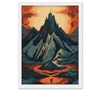 Artery8 Erebor The Lonely Mountain Landscape Illustration Artwork Framed A3 Wall Art Print