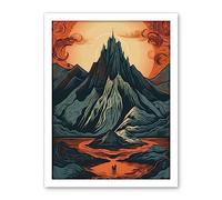 Artery8 Erebor The Lonely Mountain Landscape Illustration Artwork Framed Wall Art Print 18X24 Inch