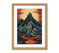 Artery8 Erebor The Lonely Mountain Landscape Illustration Artwork Framed Wall Art Print 18X24 Inch