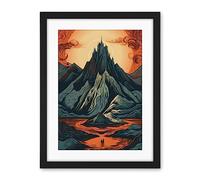 Artery8 Erebor The Lonely Mountain Landscape Illustration Artwork Framed Wall Art Print 18X24 Inch