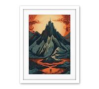 Artery8 Erebor The Lonely Mountain Landscape Illustration Artwork Framed Wall Art Print 18X24 Inch