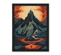 Artery8 Erebor The Lonely Mountain Landscape Illustration Artwork Framed Wall Art Print 18X24 Inch