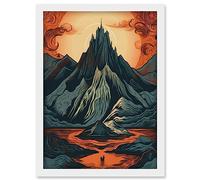 Artery8 Erebor The Lonely Mountain Landscape Illustration Artwork Framed Wall Art Print A4