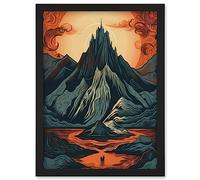 Artery8 Erebor The Lonely Mountain Landscape Illustration Artwork Framed Wall Art Print A4