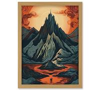 Artery8 Erebor The Lonely Mountain Landscape Illustration Artwork Framed Wall Art Print A4