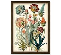 Artery8 Ernst Haeckel Inspired Vintage Botanical Plant Study Modern Watercolour Painting Illustration Artwork Framed Wall Art Print A4