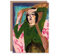 Artery8 Ernst Ludwig Kirchner Art Card Woman in the Green Blouse Blank Greeting Card