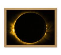 Artery8 ESA PROBA-2 View of Europe's Solar Eclipse Artwork Framed Wall Art Print A4 in Light Oak Artery8 Light Oak