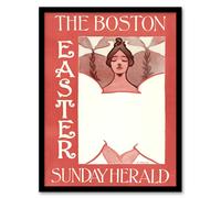 Artery8 Ethel Reed Framed Wall Art Print Herald Easter Cover Art Nouveau in Red | Size: A3 Artery8 Red A3