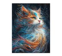 Artery8 Ethereal Orange Maine Coon Cat Lover Pet Portrait For Living Room Large Wall Art Poster Print Thick Paper 18X24 Inch