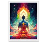 Artery8 Ethereal Seven Chakra Meditation Astral Artwork Framed Wall Art Print A4 in White Artery8 White