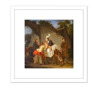 Artery8 Etienne Aubry Farewell Wet Nurse Painting 8X8 Inch Square Wooden Framed Wall Art Print Picture with Mount in White Artery8 White