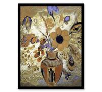 Artery8 Etruscan Vase with Flowers Wall Art Print Framed Poster 12x16 inch Artwork By Redon : Floral Vase Painting Suited For Dining Or Living Space Adding Calm Harmony And Classic Colour