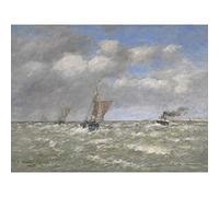 Artery8 Eugene Boudin Boats Returning To Port Trouville Painting Premium Wall Art Canvas Print 18X24 Inch