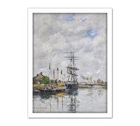 Artery8 Eugene Boudin Le Havre Sailboats In The Port 1883 Painting Artwork Framed Wall Art Print 18X24 Inch