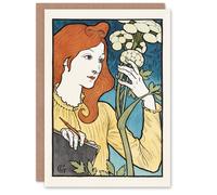 Artery8 Eugene Grasset Art Card Salon des Cent Woman Drawing Flower