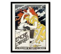 Artery8 Eugene Grasset Encre Marquet Ink Vintage Art Nouveau Ad Framed Art in White | Size: A3 Artery8 White A3