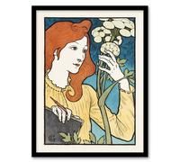 Artery8 Eugene Grasset Salon des Cent Woman Drawing Flower Framed Art Print | Size: A3 Artery8 Multicolor A3