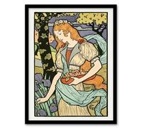 Artery8 Eugene Grasset Salon des Cent Woman Picking Flowers Framed Art Print | Size: A4 Artery8 Multicolor A4