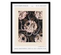 Artery8 Eugene Seguy Framed Wall Art Print Vintage Art Deco Flower Pattern in Beige | Size: A3 Artery8 Beige A3